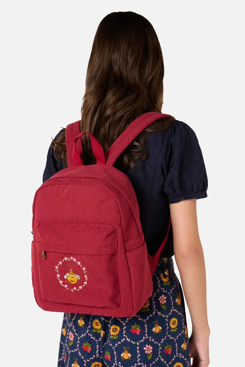 Honey Bee Cord Backpack 1