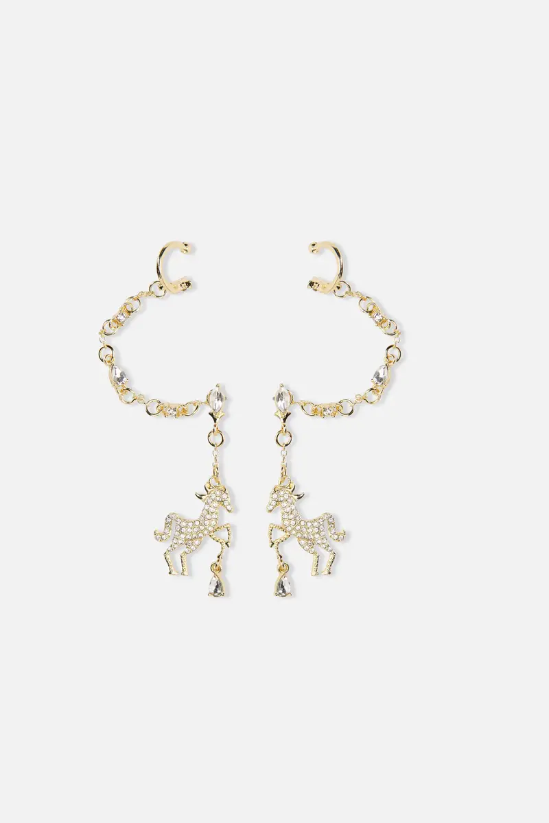 Horse Sparkle Earrings With Cuff 1