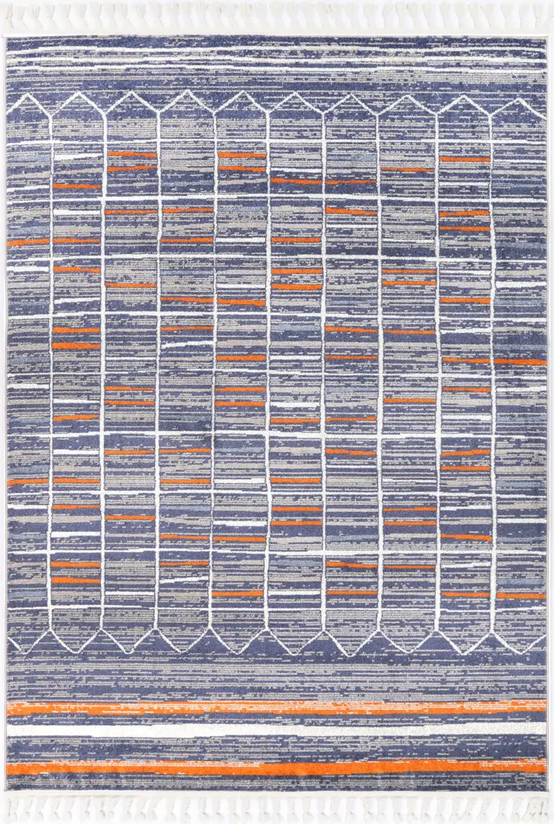 Inca Talca Blue & Orange Contemporary Rug 1
