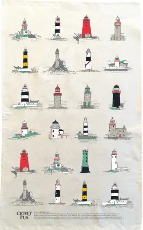 Irish Lighthouses Tea Towel By Clover Rua 1