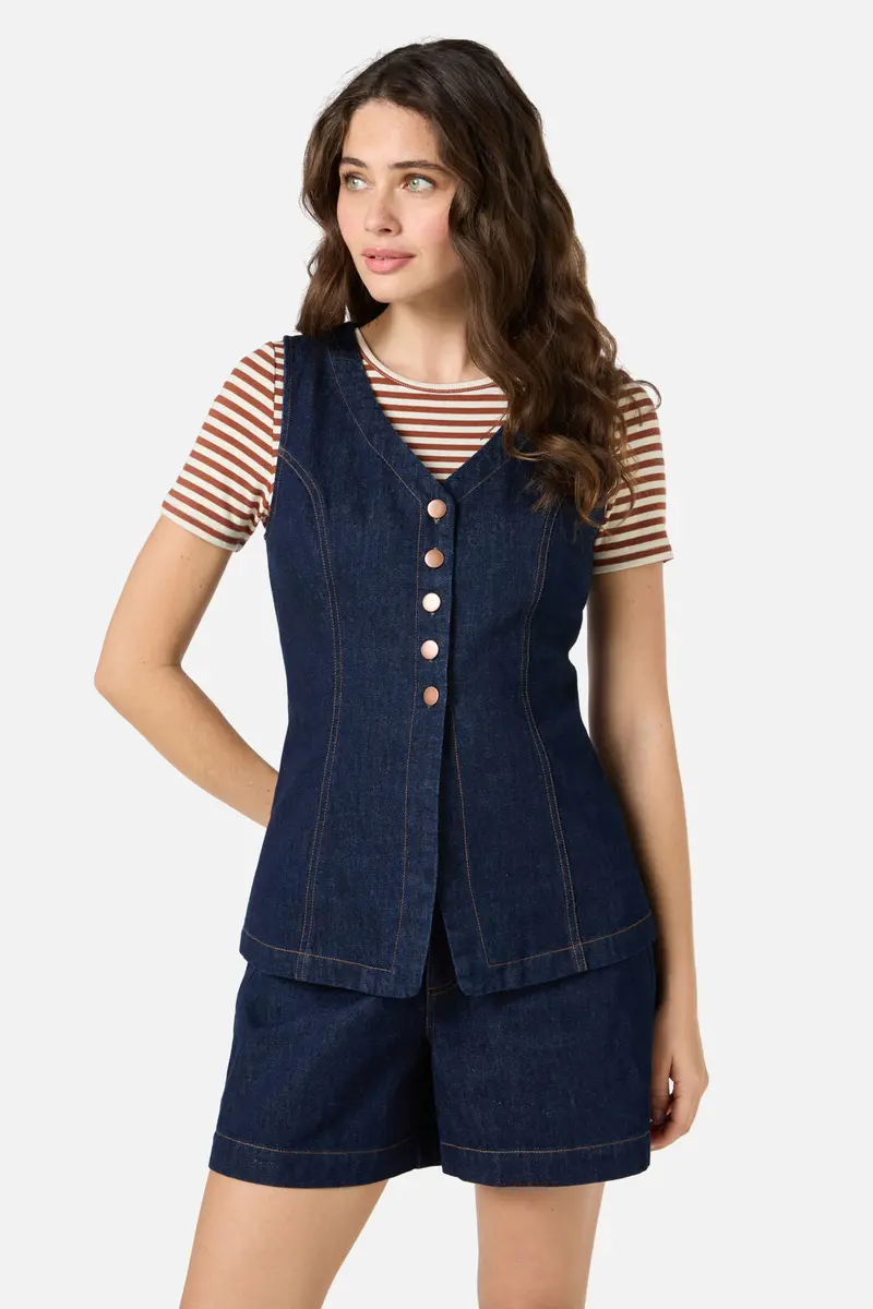 Jillian Long Denim Vest 1