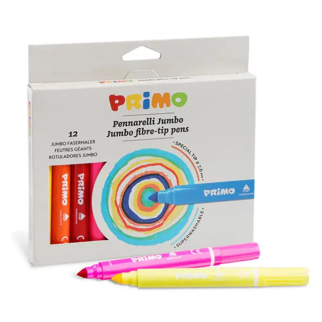 Jumbo Fibre Tip Pens (12 Colours) 1