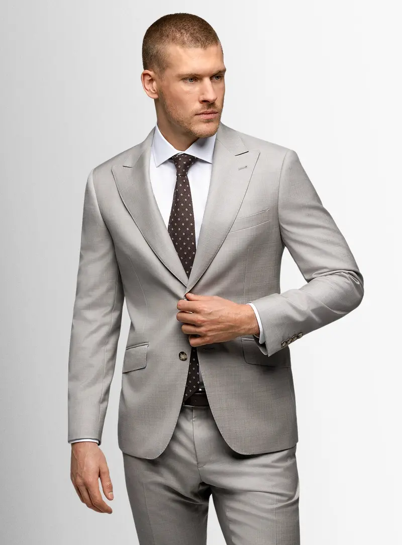 Juste Sharkskin Stone Grey Suit 1
