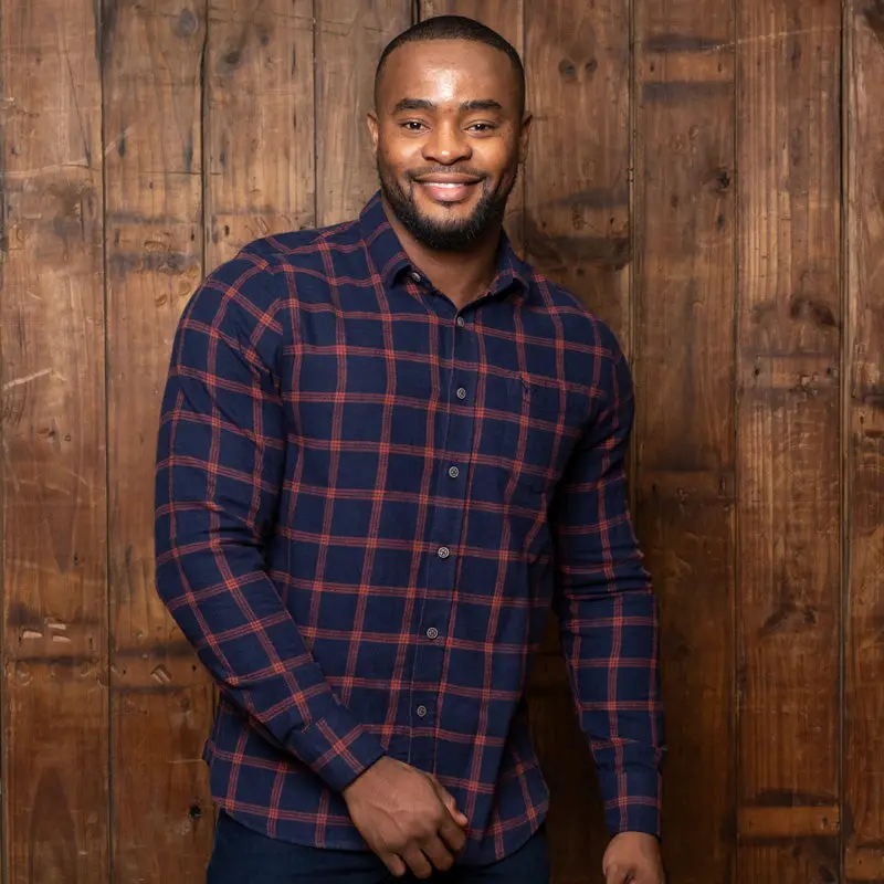 Kamberg Check Flannel Muscle Fit Shirt Midnight 1