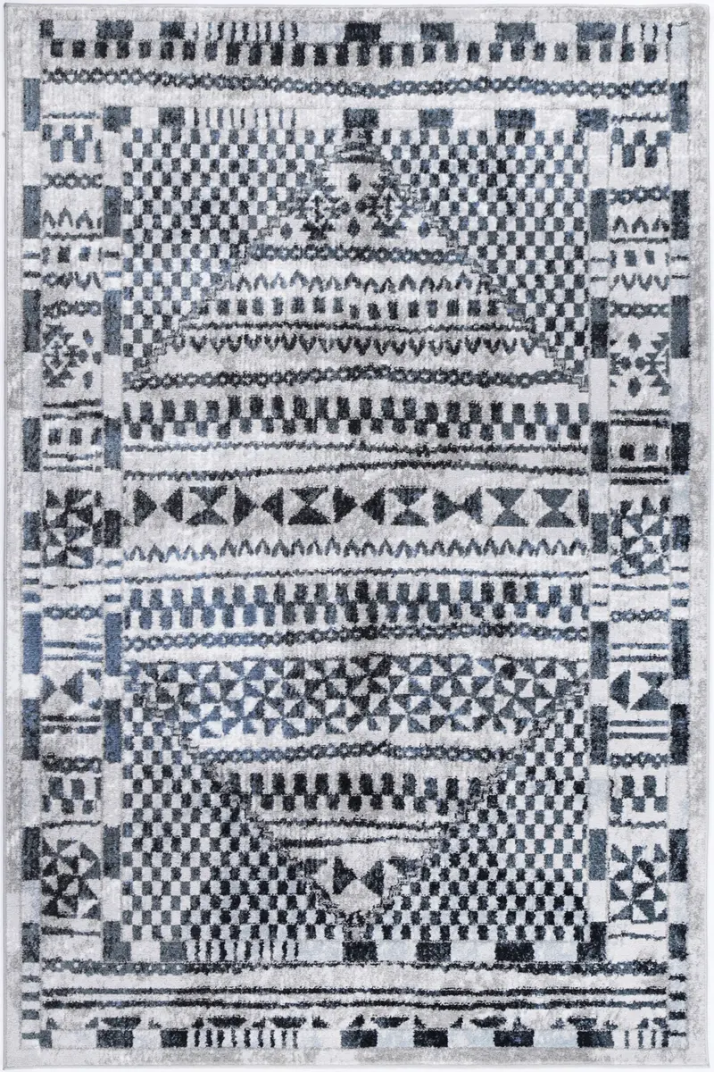 Kimberley Aztec Blue Contemporary Rug 1