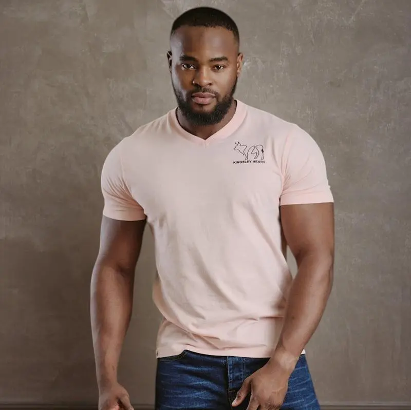 Kingsley Abstract Nguni V-Neck Tee  - Trout 1