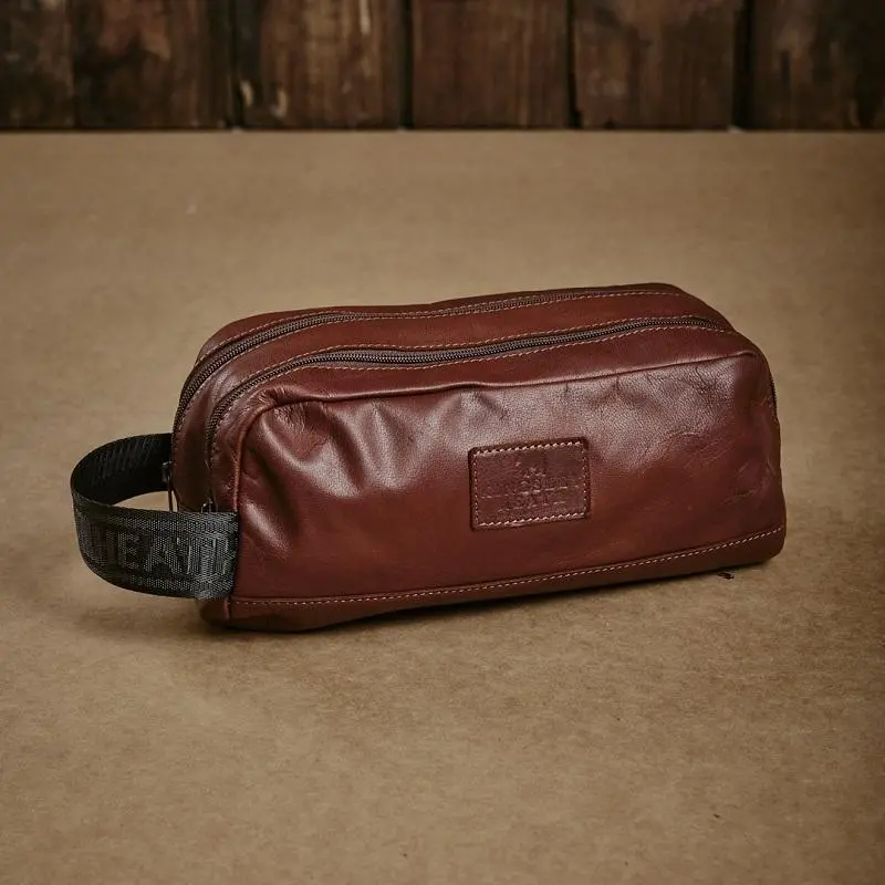 Kingsley Branded Strap Toiletry - Tan 1