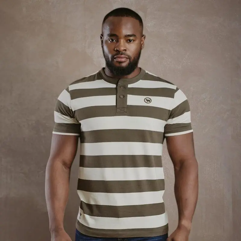 Kingsley Colour Block Henley  - Fatigue 1