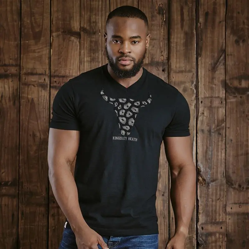 Kingsley Coral Towelling Skull V-Neck Tee - Mamba 1