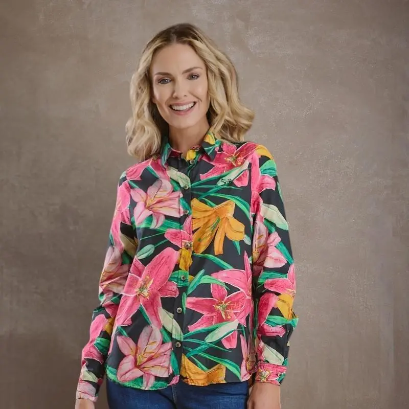 Kingsley Dark Floral Silk Blend Slim Fit Shirt - Mamba 1