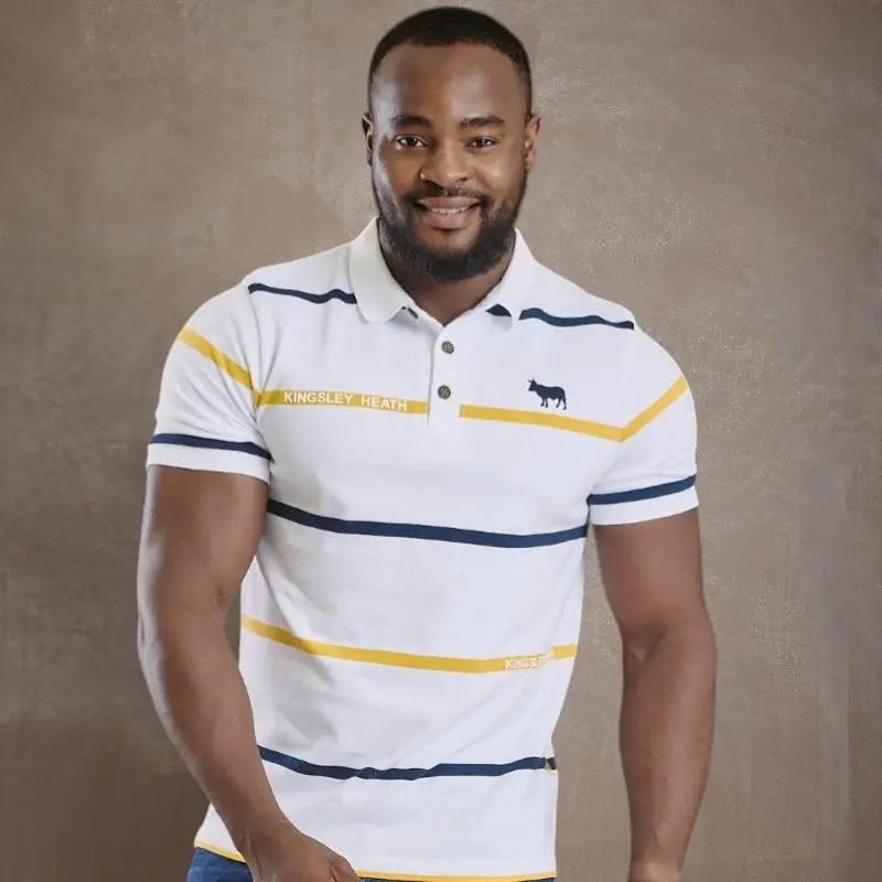 Kingsley Embroidery Stripe Regular Polo - Pelican 1