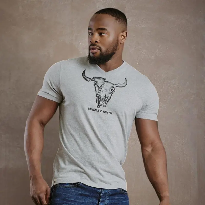 Kingsley Fragmented Skull 1837 V-Neck Tee - Vervet 1