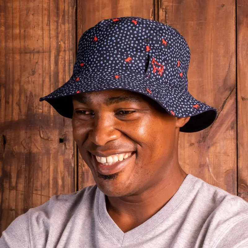 Kingsley Heath Dotted Nguni Bucket Hat Midnight 1