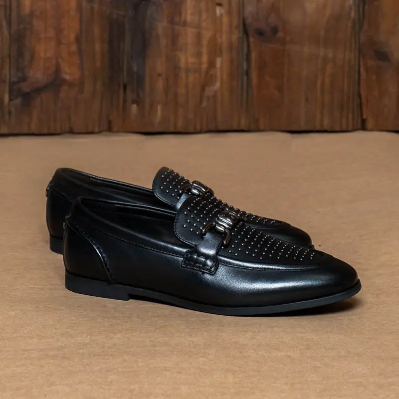 Kingsley Heath F Tonal Studded Loafer Black/Brass/Black 1
