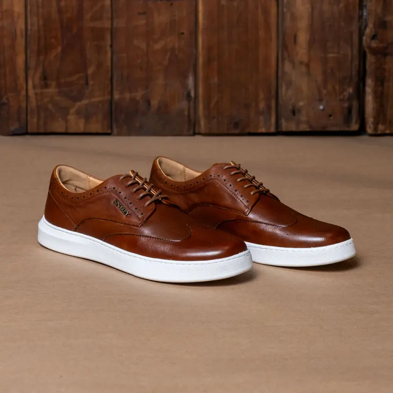 Kingsley Heath S Wingtip Brogue Sneaker Tan/Brass/White 1