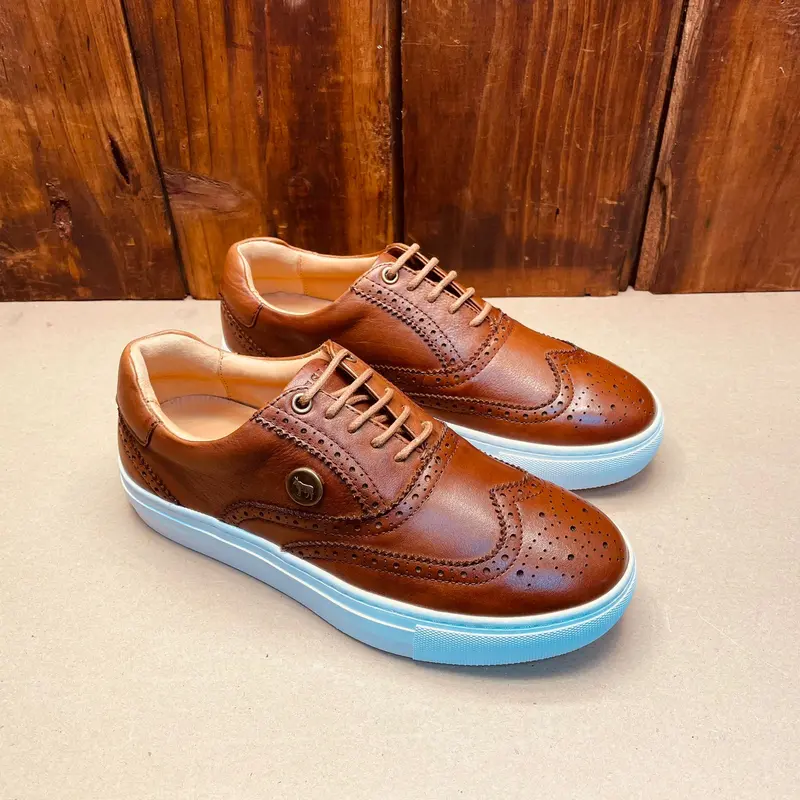 Kingsley Heath S Wingtip Brogue Sneaker Tan/Brass/White 1