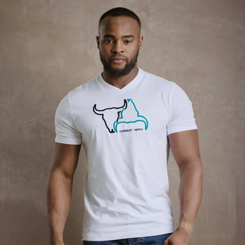 Kingsley Invert Skull V-Neck Tee - Pelican 1