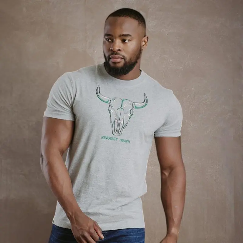 Kingsley Linear Colour Skull Crew Tee - Vervet 1