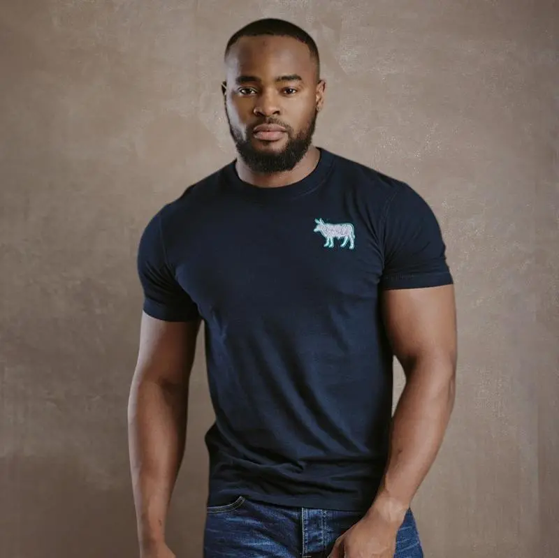 Kingsley Lux Embroidered Nguni Crew Tee - Midnight 1