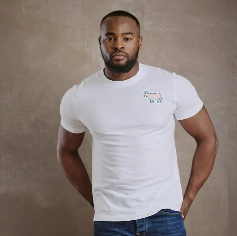Kingsley Lux Embroidered Nguni Crew Tee - Pelican 1