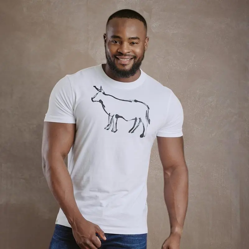 Kingsley Nguni Highlighter Outline Crew Tee - Pelican 1