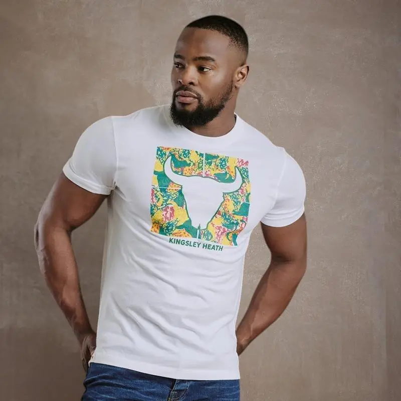 Kingsley Outline Floral Skull Crew Tee - Pelican 1