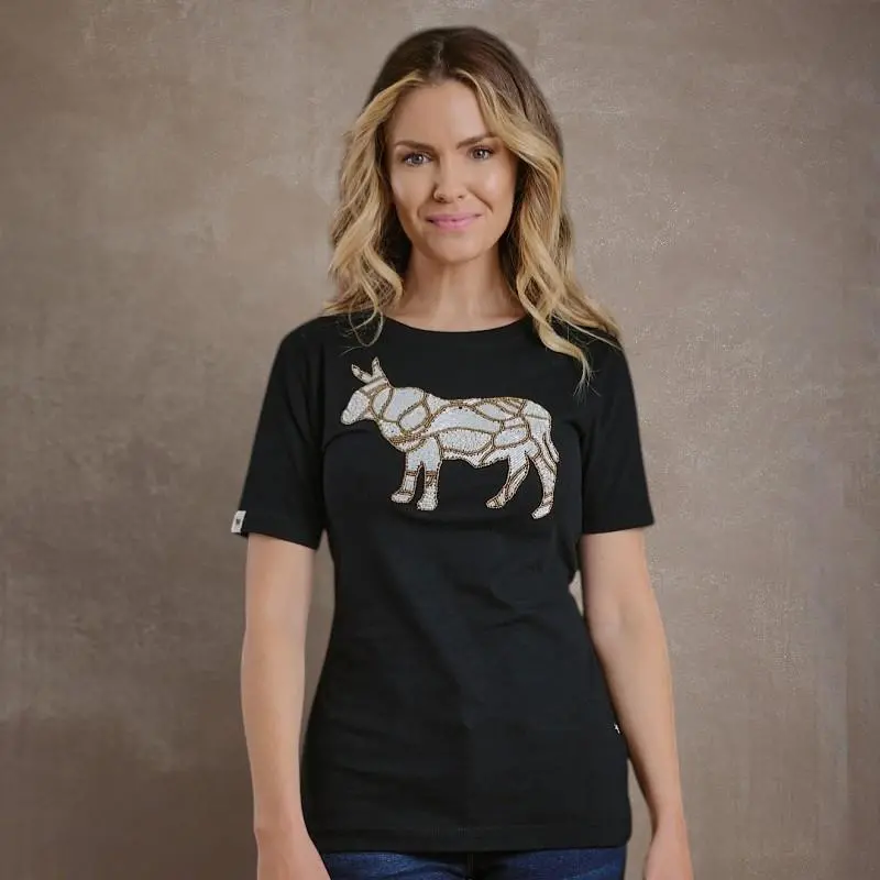 Kingsley Pearl Shell Infill Nguni Regular Crew Tee - Mamba 1