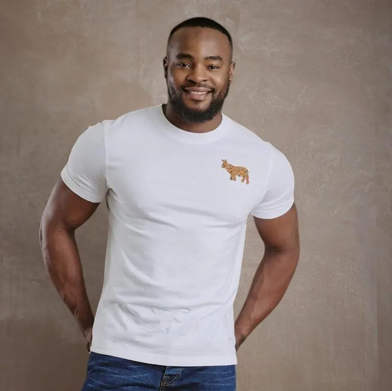 Kingsley Seed Bead Nguni Crew Tee  - Pelican 1