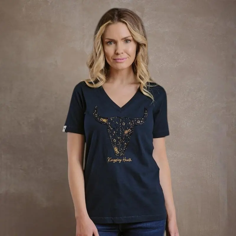 Kingsley Shooting Star Skull Shabby Vee Tee  - Midnight 1