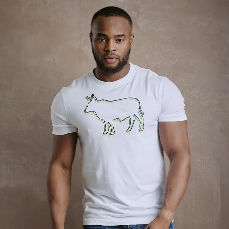 Kingsley Triple Outline Nguni Crew Tee - Pelican 1