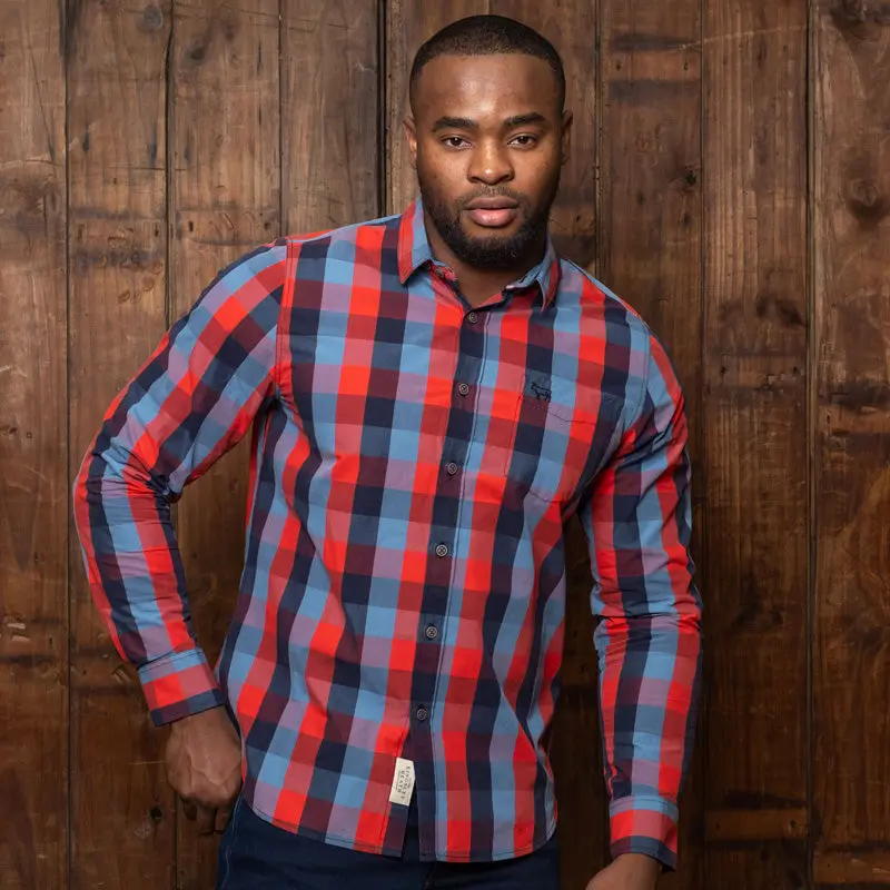Lakeside Gingham Muscle Fit Shirt Midnight 1