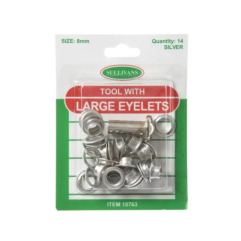 Large Eyelets With Tool Size 8Mm, Silver- 14Pk 1