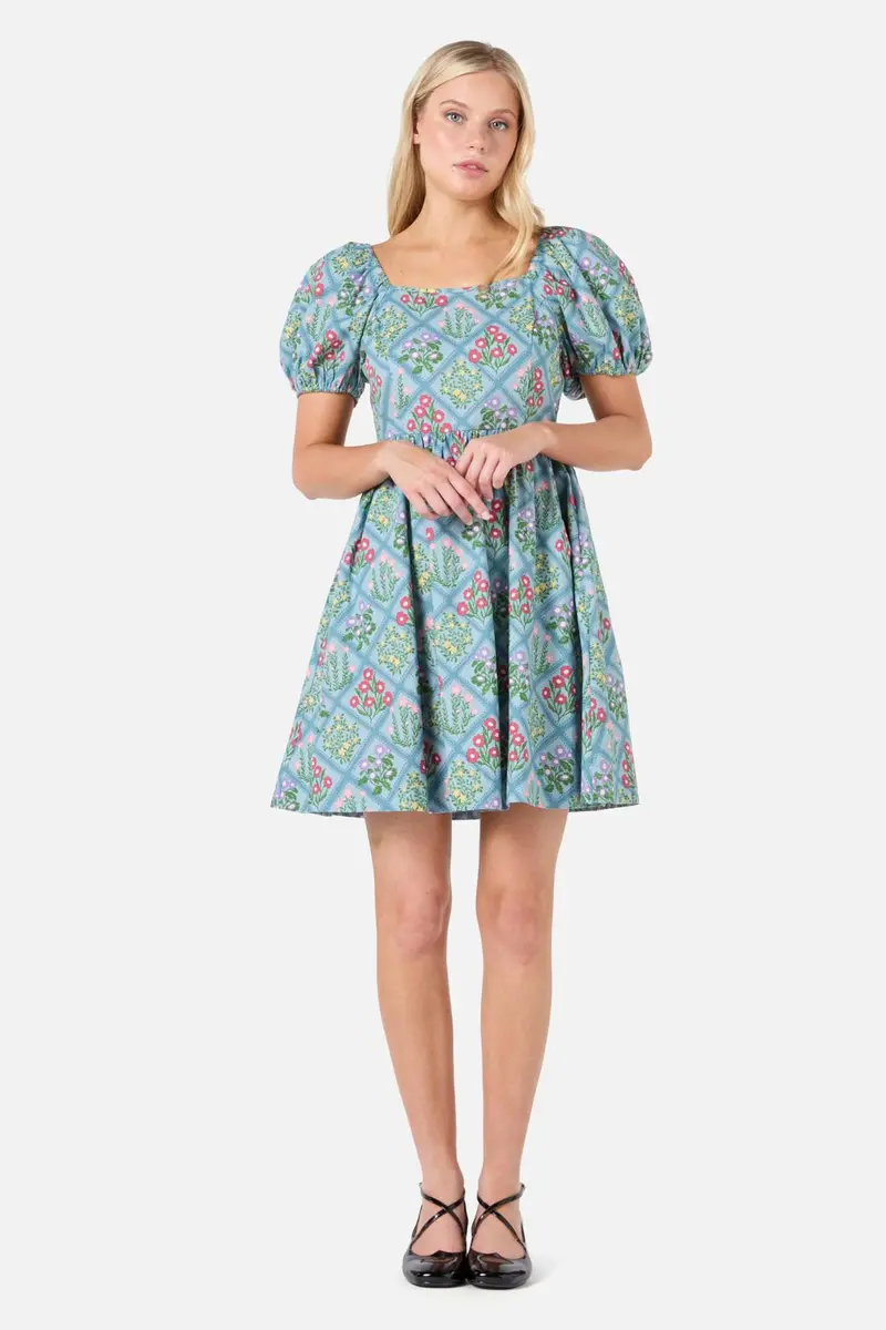 Lattice Floral Mini Dress 1