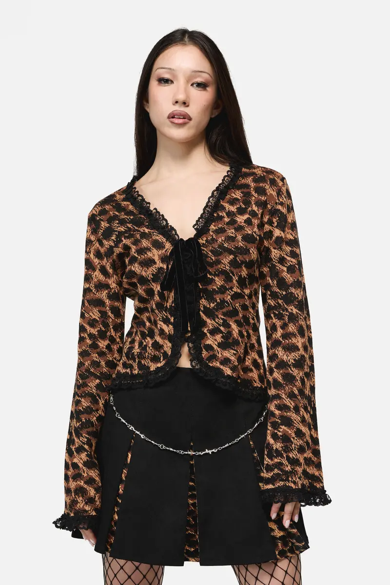 Leopard Tie Grunge Cardigan 1