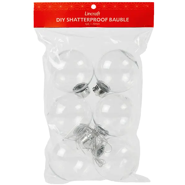 Lincraft Diy Shatterproof Baubles 6Pk - 70Mm 1