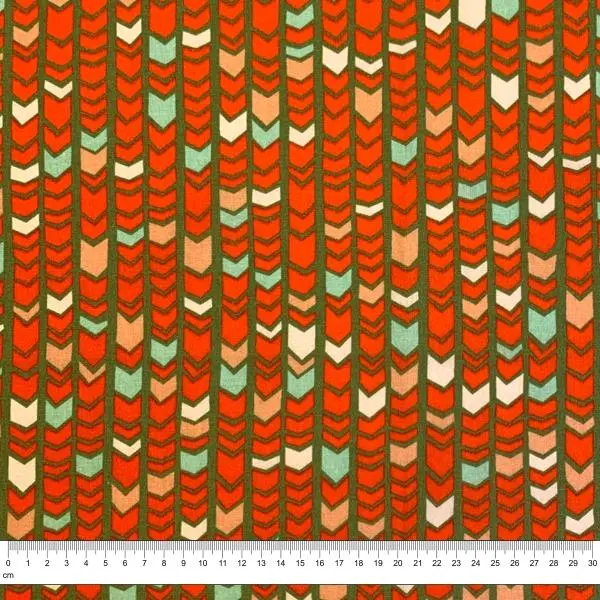Little Meadow Birds Cotton Fabric, Orange Blender- Width 112Cm 1