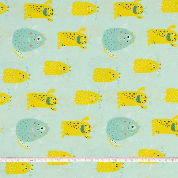 Little Monsters Fabric, On Mint- Width 112Cm 1