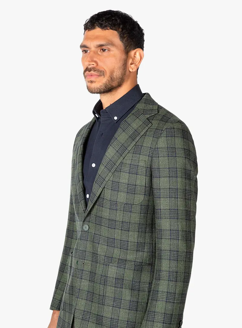 Liuzzo Green Linen Plaid Jacket 1