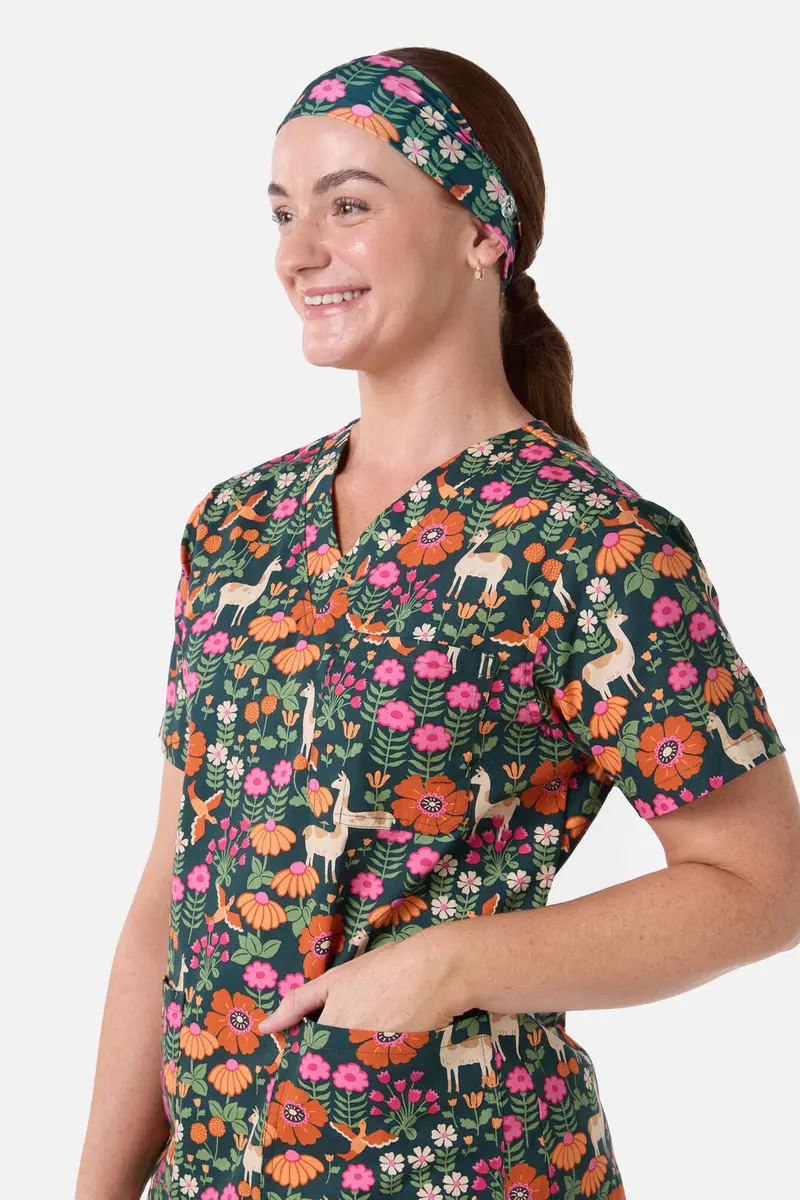 Llama & Bird Scrub Headband 1