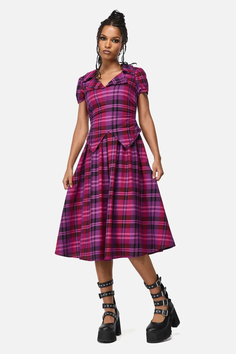 Luna Goth Tartan Midi Dress 1