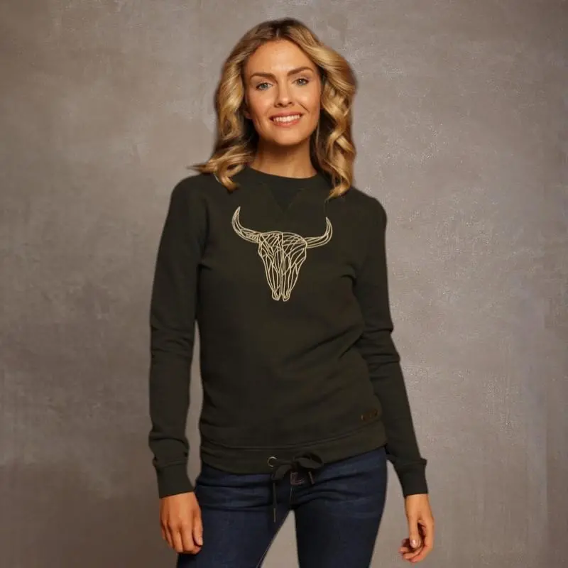 Lurex Skull Pullover Sweat - Fatigue 1