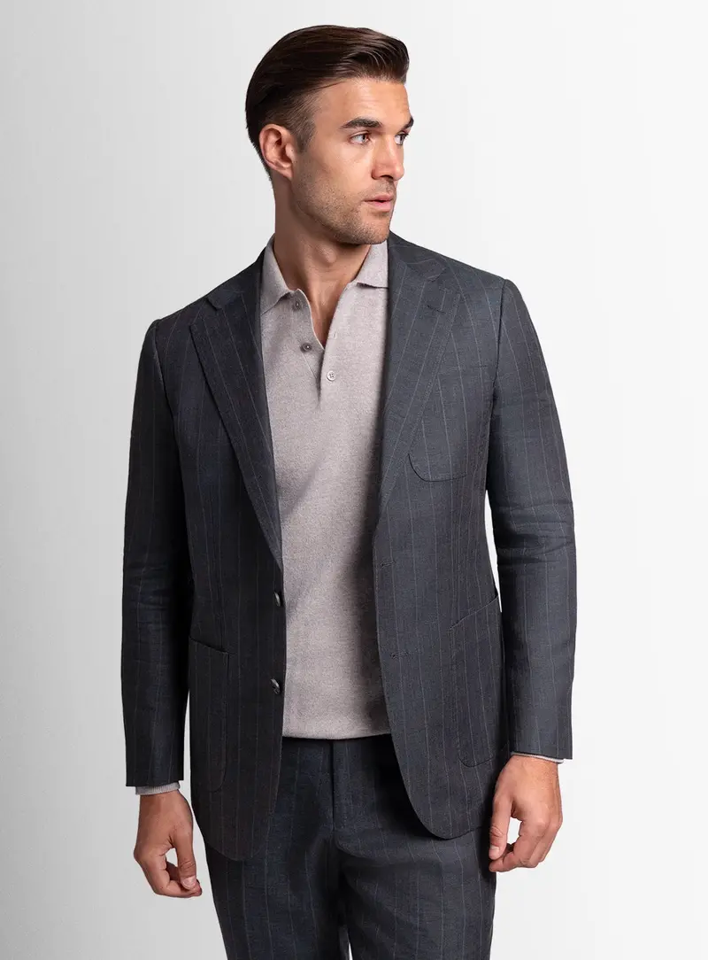 Luzio Olive Green Pinstripe Jacket 1