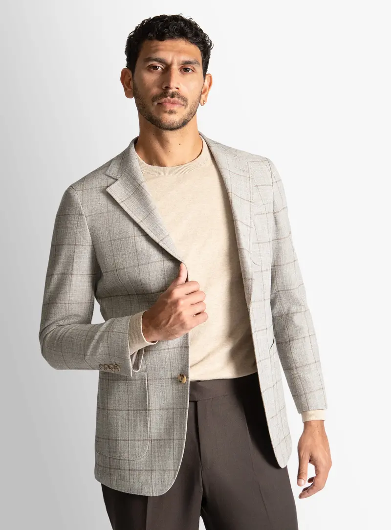 Luzio Overcheck Taupe Jacket 1