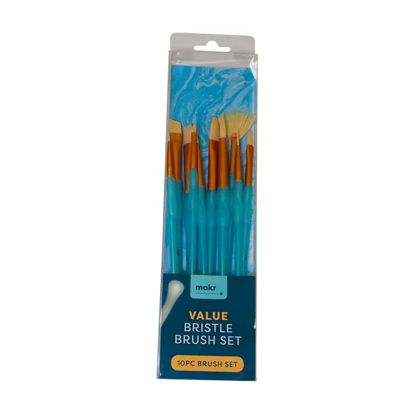 Makr Art Bristle Brush Set, Sky Blue- 10Pc 1