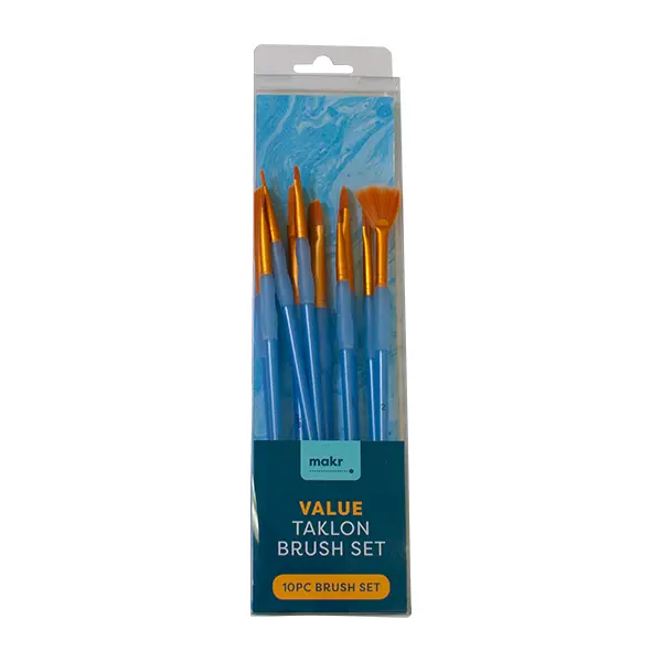 Makr Art Taklon Brush Set, Blue- 10Pc 1