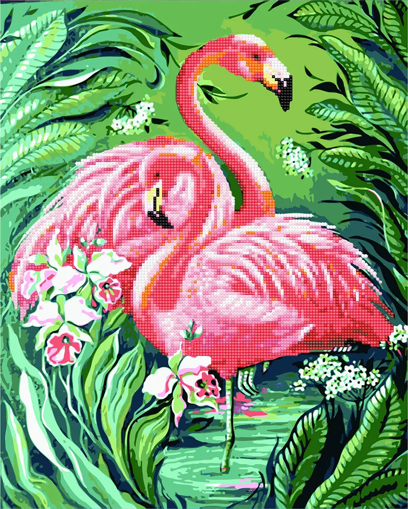 Makr Diamond Art & Paint Set, Pink Flamingoes- 47Cmx57cm 1