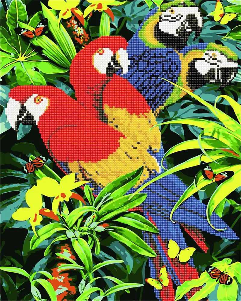 Makr Diamond Art & Paint Set, Rainforest Parrots- 47Cmx57cm 1