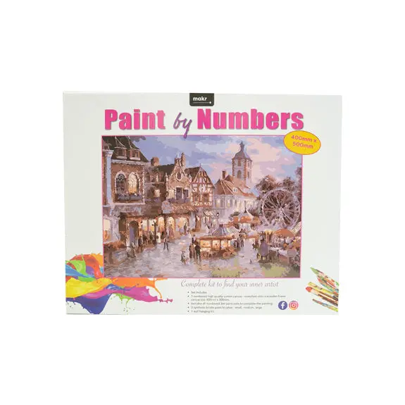 Makr Diy Canvas Art Kit Series 2, Village Fair- 40X50cm 1