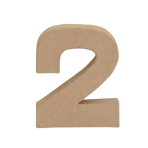 Makr Paper Mache, Small Numeral 2- 4" 1