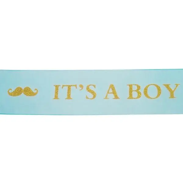 Makr Ribbon, Gold It's A Boy Blue Organza- 38Mmx3.6M 1